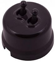 Выключатель-ретро пластик тумблерный Bironi Лизетта 2-кл. коричневый картинка